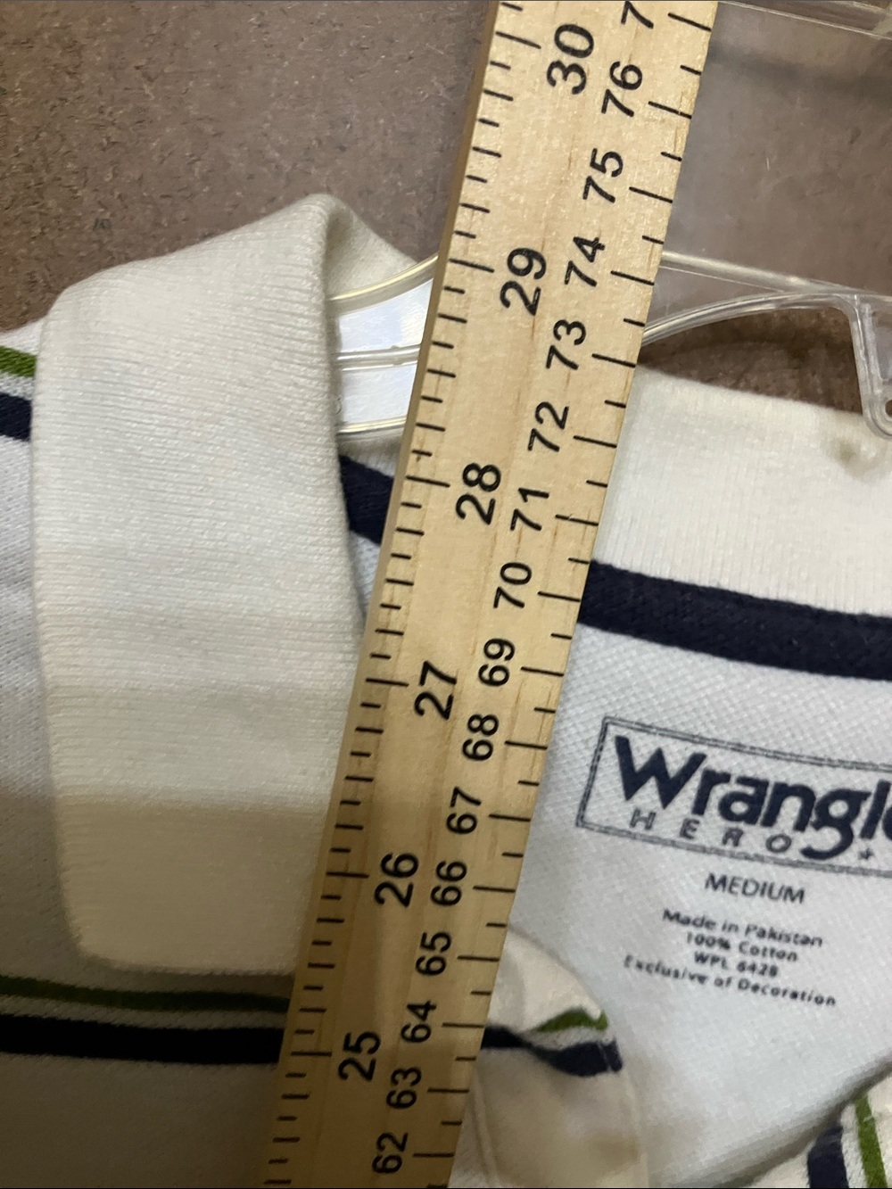 Wrangler White Polo with Navy and Green Stripes - Picture 5 of 8